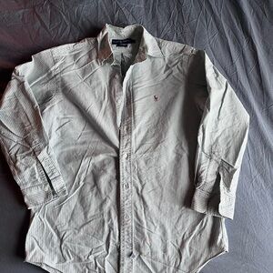 90’s Vintage Ralph Lauren Olive Striped Shirt Jacket